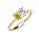 5 - Galina 7x5 mm Emerald Cut Yellow Sapphire and 8x6 mm Oval White Sapphire 2 Stone Duo Ring 