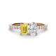 1 - Galina 7x5 mm Emerald Cut Yellow Sapphire and 8x6 mm Oval White Sapphire 2 Stone Duo Ring 