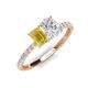 5 - Galina 7x5 mm Emerald Cut Yellow Sapphire and 8x6 mm Oval White Sapphire 2 Stone Duo Ring 