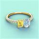 4 - Galina 7x5 mm Emerald Cut Yellow Sapphire and 8x6 mm Oval Aquamarine 2 Stone Duo Ring 
