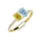 5 - Galina 7x5 mm Emerald Cut Yellow Sapphire and 8x6 mm Oval Aquamarine 2 Stone Duo Ring 