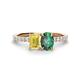1 - Galina 7x5 mm Emerald Cut Yellow Sapphire and 8x6 mm Oval Lab Created Alexandrite 2 Stone Duo Ring 