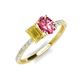 5 - Galina 7x5 mm Emerald Cut Yellow Sapphire and 8x6 mm Oval Pink Tourmaline 2 Stone Duo Ring 