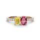 1 - Galina 7x5 mm Emerald Cut Yellow Sapphire and 8x6 mm Oval Pink Tourmaline 2 Stone Duo Ring 