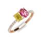 5 - Galina 7x5 mm Emerald Cut Yellow Sapphire and 8x6 mm Oval Pink Tourmaline 2 Stone Duo Ring 