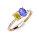5 - Galina 7x5 mm Emerald Cut Yellow Sapphire and 8x6 mm Oval Tanzanite 2 Stone Duo Ring 
