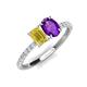 5 - Galina 7x5 mm Emerald Cut Yellow Sapphire and 8x6 mm Oval Amethyst 2 Stone Duo Ring 