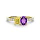 1 - Galina 7x5 mm Emerald Cut Yellow Sapphire and 8x6 mm Oval Amethyst 2 Stone Duo Ring 