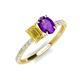 5 - Galina 7x5 mm Emerald Cut Yellow Sapphire and 8x6 mm Oval Amethyst 2 Stone Duo Ring 