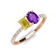 5 - Galina 7x5 mm Emerald Cut Yellow Sapphire and 8x6 mm Oval Amethyst 2 Stone Duo Ring 