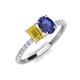 5 - Galina 7x5 mm Emerald Cut Yellow Sapphire and 8x6 mm Oval Iolite 2 Stone Duo Ring 