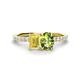 1 - Galina 7x5 mm Emerald Cut Yellow Sapphire and 8x6 mm Oval Peridot 2 Stone Duo Ring 