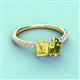 4 - Galina 7x5 mm Emerald Cut Yellow Sapphire and 8x6 mm Oval Peridot 2 Stone Duo Ring 