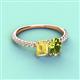 4 - Galina 7x5 mm Emerald Cut Yellow Sapphire and 8x6 mm Oval Peridot 2 Stone Duo Ring 