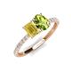 5 - Galina 7x5 mm Emerald Cut Yellow Sapphire and 8x6 mm Oval Peridot 2 Stone Duo Ring 