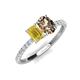5 - Galina 7x5 mm Emerald Cut Yellow Sapphire and 8x6 mm Oval Smoky Quartz 2 Stone Duo Ring 