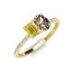5 - Galina 7x5 mm Emerald Cut Yellow Sapphire and 8x6 mm Oval Smoky Quartz 2 Stone Duo Ring 