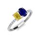 5 - Galina 7x5 mm Emerald Cut Yellow Sapphire and 8x6 mm Oval Blue Sapphire 2 Stone Duo Ring 