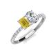 5 - Galina 7x5 mm Emerald Cut Yellow Sapphire and 8x6 mm Oval Forever Brilliant Moissanite 2 Stone Duo Ring 