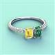 4 - Galina 7x5 mm Emerald Cut Yellow Sapphire and 8x6 mm Oval Lab Created Alexandrite 2 Stone Duo Ring 