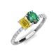 5 - Galina 7x5 mm Emerald Cut Yellow Sapphire and 8x6 mm Oval Lab Created Alexandrite 2 Stone Duo Ring 