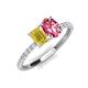 5 - Galina 7x5 mm Emerald Cut Yellow Sapphire and 8x6 mm Oval Pink Tourmaline 2 Stone Duo Ring 