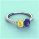4 - Galina 7x5 mm Emerald Cut Yellow Sapphire and 8x6 mm Oval Iolite 2 Stone Duo Ring 
