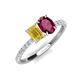 5 - Galina 7x5 mm Emerald Cut Yellow Sapphire and 8x6 mm Oval Rhodolite Garnet 2 Stone Duo Ring 