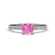 1 - Aurin 6.00 mm Round Lab Created Pink Sapphire and Diamond Engagement Ring 