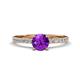 1 - Aurin 6.50 mm Round Amethyst and Diamond Engagement Ring 