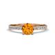 1 - Aurin 6.50 mm Round Citrine and Diamond Engagement Ring 
