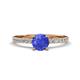 1 - Aurin 6.50 mm Round Tanzanite and Diamond Engagement Ring 