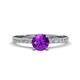 1 - Aurin 6.50 mm Round Amethyst and Diamond Engagement Ring 