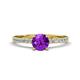 1 - Aurin 6.50 mm Round Amethyst and Diamond Engagement Ring 