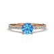 1 - Aurin 6.50 mm Round Blue Topaz and Diamond Engagement Ring 
