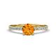 1 - Aurin 6.50 mm Round Citrine and Diamond Engagement Ring 