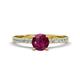 1 - Aurin 6.50 mm Round Rhodolite Garnet and Diamond Engagement Ring 