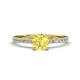 1 - Aurin 6.00 mm Round Lab Created Yellow Sapphire and Diamond Engagement Ring 