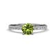 1 - Aurin 6.50 mm Round Peridot and Diamond Engagement Ring 