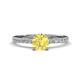 1 - Aurin 6.00 mm Round Lab Created Yellow Sapphire and Diamond Engagement Ring 