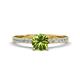 1 - Aurin 6.50 mm Round Peridot and Diamond Engagement Ring 