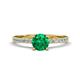 1 - Aurin 6.00 mm Round Emerald and Diamond Engagement Ring 