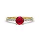 1 - Aurin 6.00 mm Round Ruby and Diamond Engagement Ring 