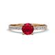 1 - Aurin 6.00 mm Round Ruby and Diamond Engagement Ring 