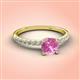 3 - Aurin 6.00 mm Round Lab Created Pink Sapphire and Diamond Engagement Ring 