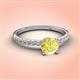 3 - Aurin 6.00 mm Round Lab Created Yellow Sapphire and Diamond Engagement Ring 
