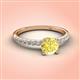 3 - Aurin 6.00 mm Round Lab Created Yellow Sapphire and Diamond Engagement Ring 
