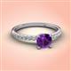 3 - Aurin 6.50 mm Round Amethyst and Diamond Engagement Ring 