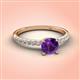 3 - Aurin 6.50 mm Round Amethyst and Diamond Engagement Ring 