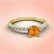 3 - Aurin 6.50 mm Round Citrine and Diamond Engagement Ring 